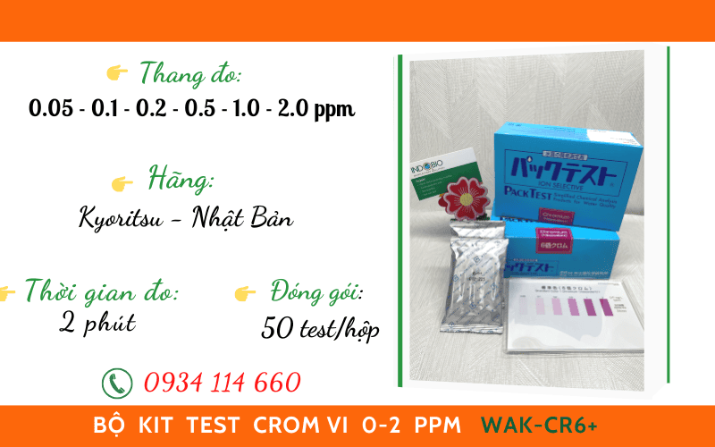 packtest kiểm tra nhanh kim loại nặng crom trong nước thải xi mạ wak-cr6+ Kyoritsu